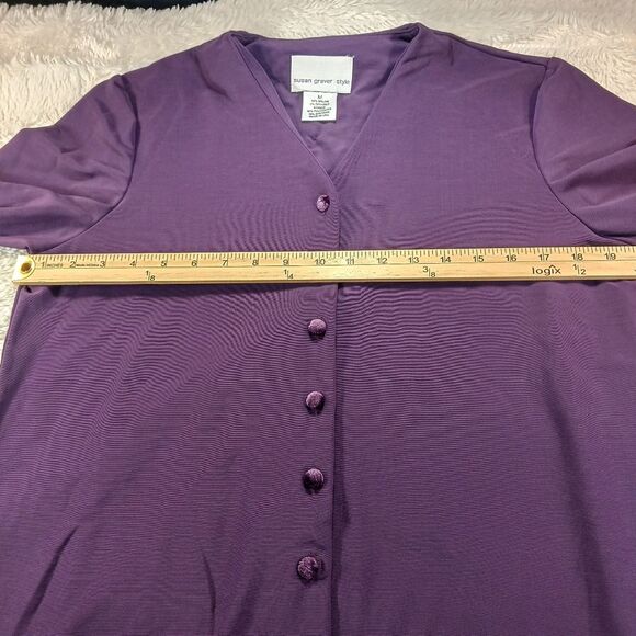 Susan Graver Career Shacket/Shirt/Blouse Purple Women's Medium Valour Trim...... - Picture 6 of 8